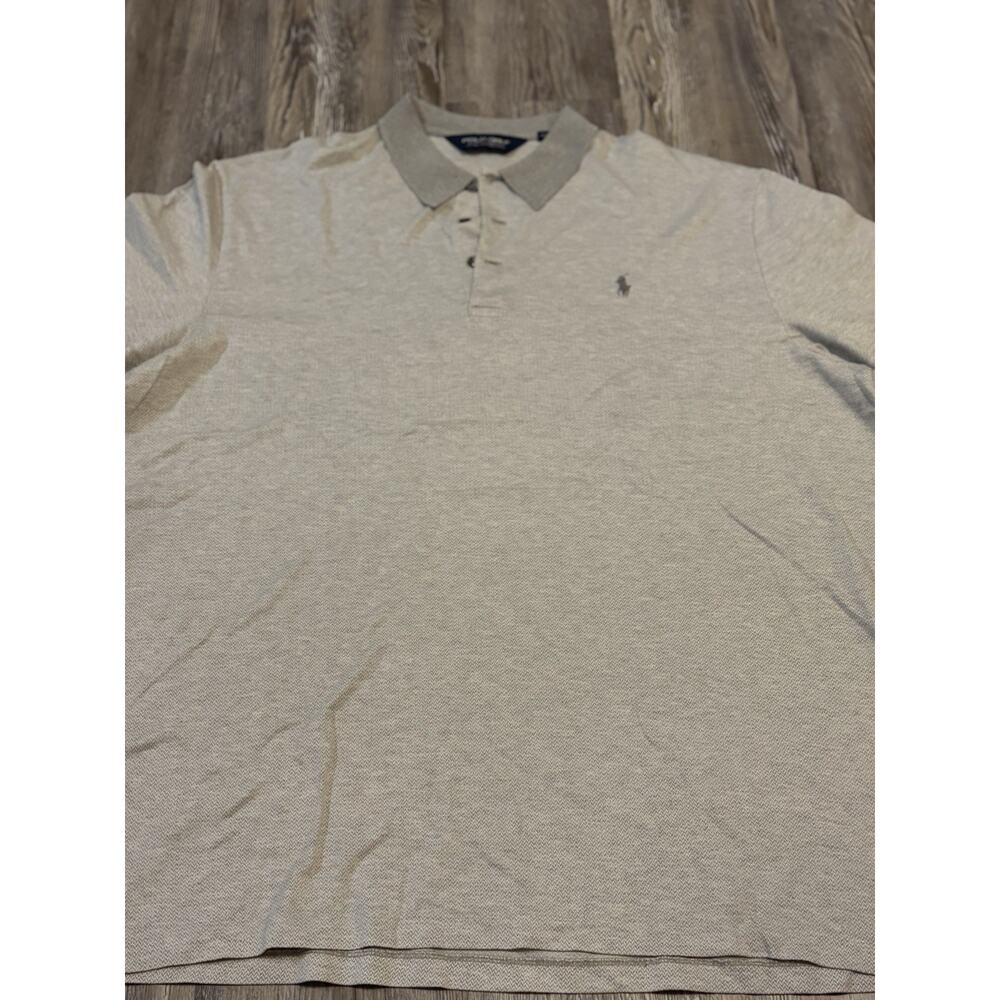 Polo Golf Ralph Lauren Mens XL Gray Herringbone Polo Shirt Classic Fit Cotton